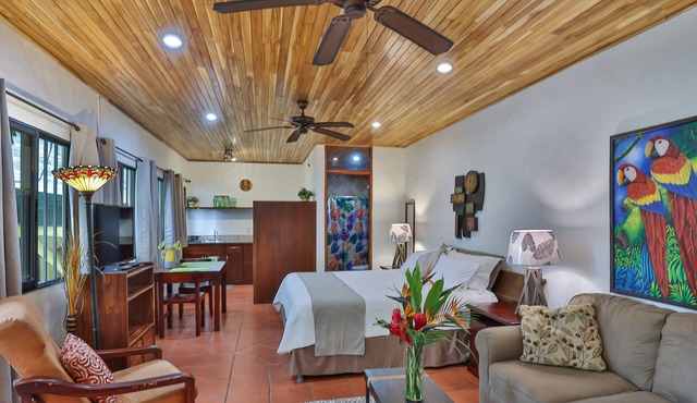 Large Studio, King Bed, Kitchen, A/c, Wifi,pool, Bbq,gated, steps from pool