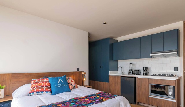 Loft with kitchenette, balcony and access to gym and coworking space