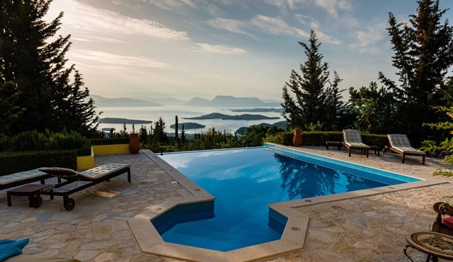 Luxury 5BR Lefkada Villa with Pool & Panoramic Ionian Views
