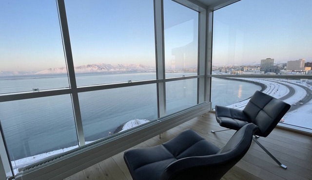 Luxury apartment downtown Reykjavik with stunning view over the city.