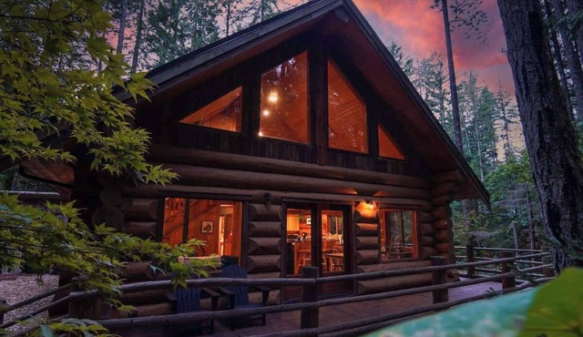 Luxury Mt Baker Log Home with Fireplace, Outdoor area, & Chefs Kitchen.
