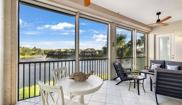 Luxury Waterfront Rental with wraparound water views at Miromar Lakes,