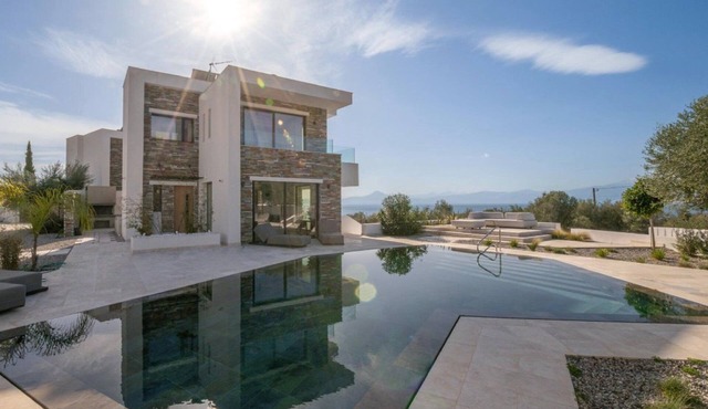 Magnificent Beachfront Loutraki Villa | Villa Azure Coast | 4 Bedrooms |.