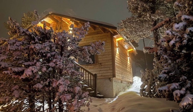 Magnificent chalet at the foot of the slopes in the fir trees