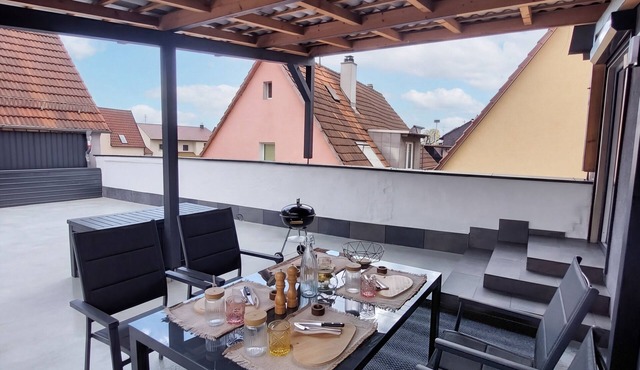 Maisonette with south-facing terrace & barbecue