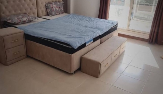 Master bedroom with private balcony at prime location Dubai