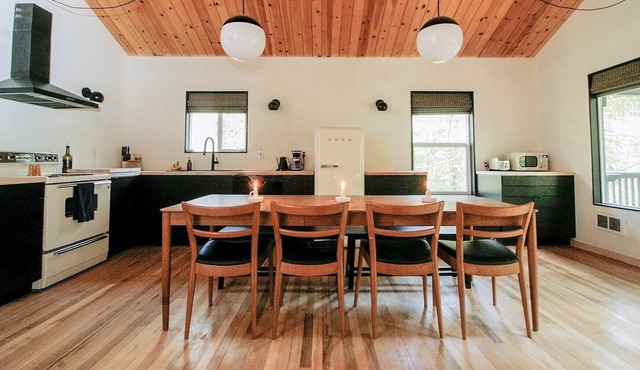 Midcentury gem with hot tub nestled in the forest