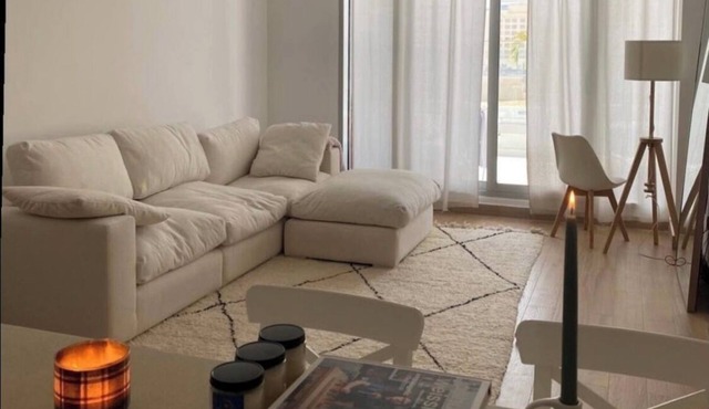 Minimalist apartment centric big terrace