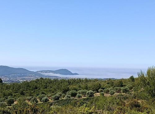 Mobile home dans la garrigue vue mer