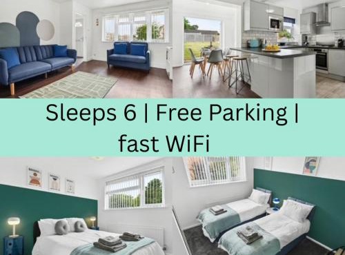 Modern 3BR, Sleeps 6, Great for groups, free parking, fast WiFi