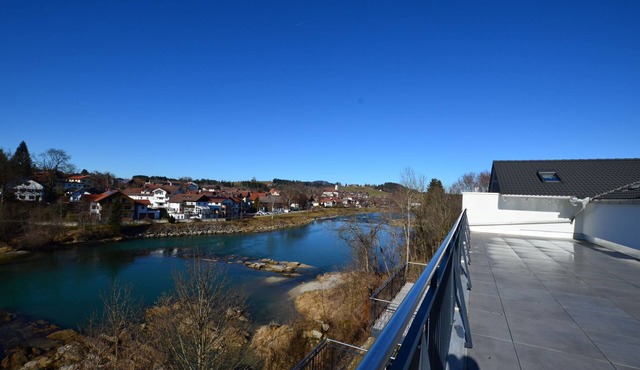 Modern apartment in Upper Bavaria with lake view, terrace and private parking