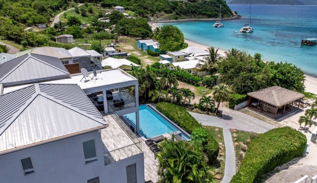 Modern Beachfront Villa 4BR + Infinity Pool & Direct White Bay Access BVI