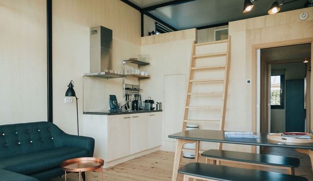 Modern chalet with terrace, located in a holiday park 800 m. from the beach