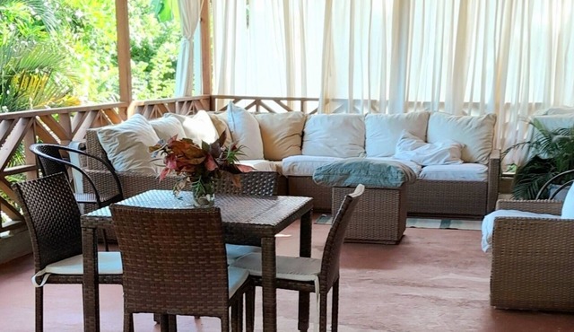 Modern Eco lodge with A/C in bedrooms and 40ft patio for relaxation and fun.