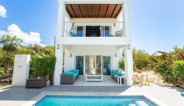 Modern Grace Bay villa with Pool 3 mins walk to Beach & Reef Sleeps 4 ,Gardens