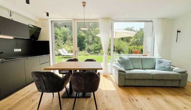 modern, luxury, private entrance, garden, terrace, and stunning mountain views.