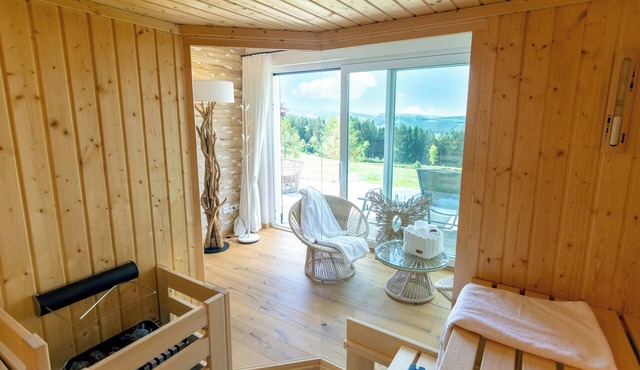 Modern nature idyll with sauna and panoramic view