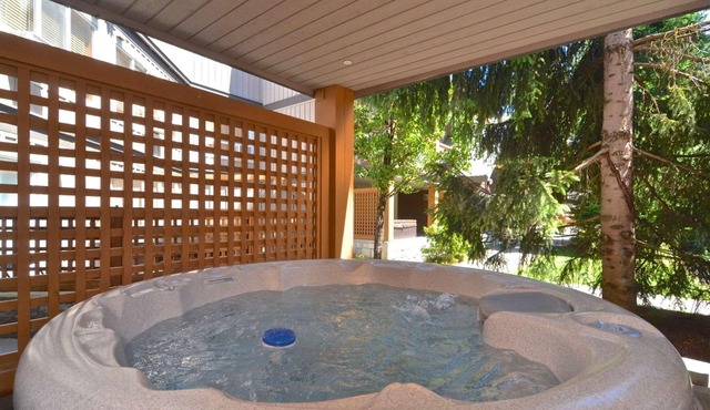 Modern quiet townhome with private HOT TUB, GAS fireplace, common Pool and hot tub.