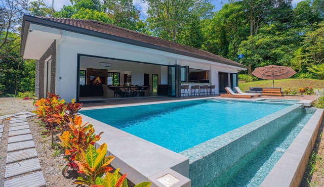 Modern secluded villa with private pool, jungle setting, and stunning Gulf views near Golfito.