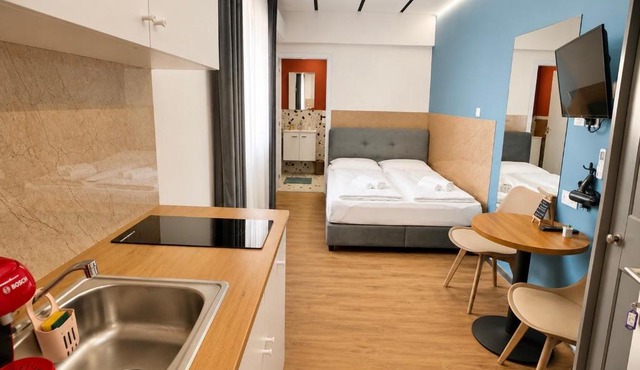 Modern Studio 7 private Kitchenette and Bathroom