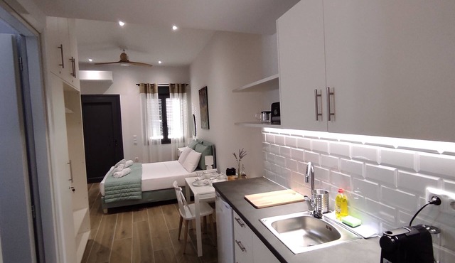 Modern studio in Galissas with AC, Sat-WiFi, free parking just 160m. from beach!