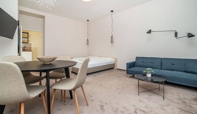 Modern studio with balcony + TV