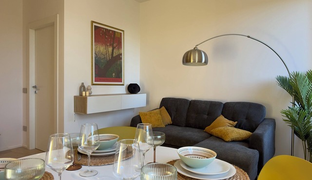 Modern two-room apartment central borfuro kitchen living room design