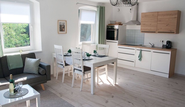 Modern vacation apartment (80 sqm) with covered terrace and garden