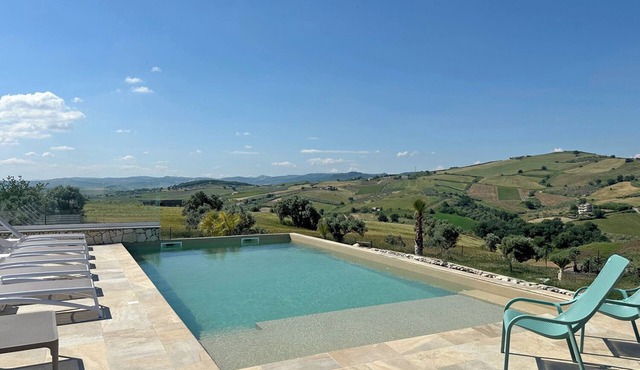 Modern villa with pool, sea and country views