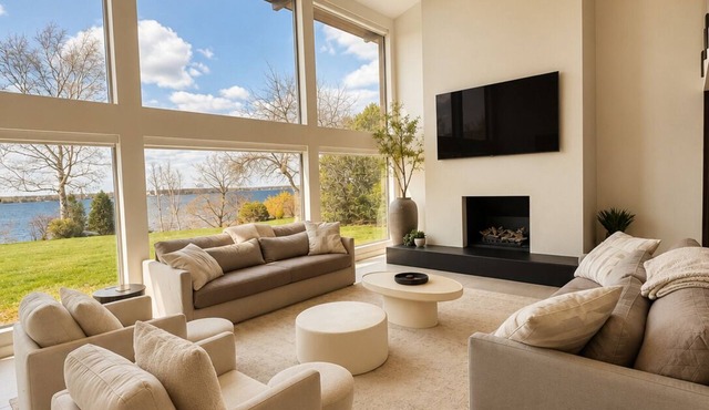 Modern waterfront living on the St. Lawrence with Private Beach! 4 bed 2.5 bath.