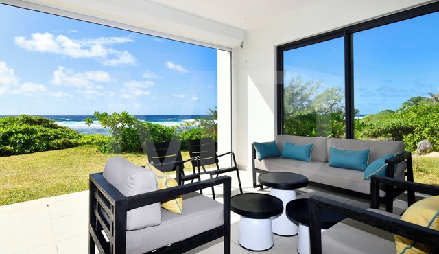 Modern White and Blue on the beach with pool