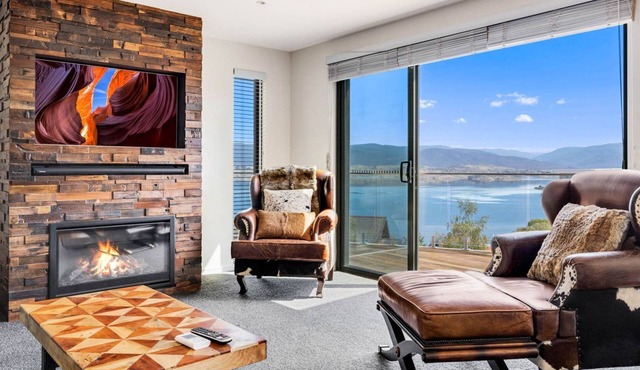 Moongate with beautifully styled, open plan living with panoramic views over Lake Jindabyne