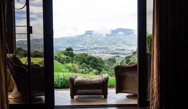Mountain Luxury Mansion valley and city lights view.