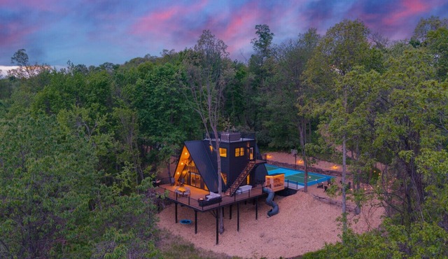 Mountain-Top A-Frame Retreat | Rooftop Hot Tub