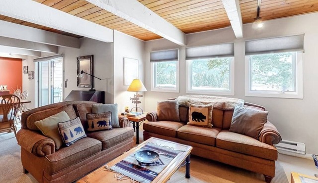 Mountain-view condo with hot tub & pool access - walk to Town Center