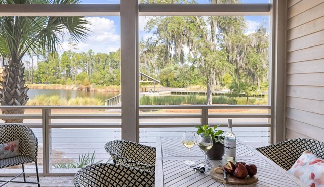 Multiple porches with views of Lake Bales