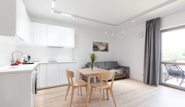 New 2025 Pervalka Neringa Flat White Dunes: AC, Heating, Private Balcony