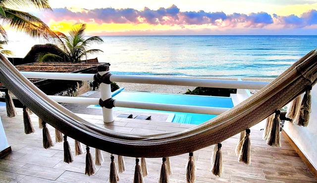 New Infinity Pool on Sandy Beachfront Boho-Chic Villa