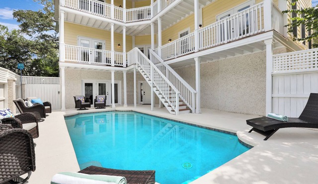 New Listing! Dog Friendly East Beach Home with Private Heated Pool and Steps Away from the Beach!
