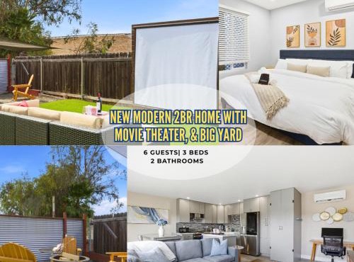 New Modern 2BR Home with Movie theater, & Big Yard