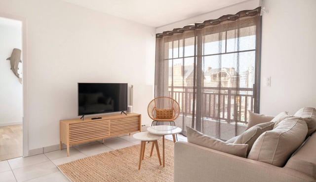 Nice flat for 6, sea view, 50m from the beach