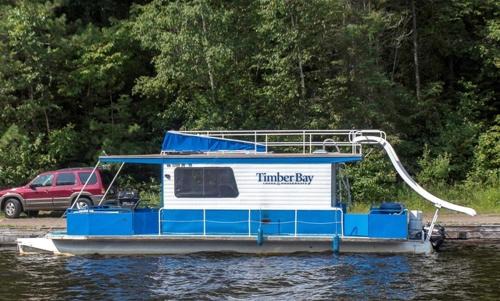 Nimble Angler’s Two-Sleeper Houseboat with Water Slide and 360° Fishing Access Near Babbitt, MN