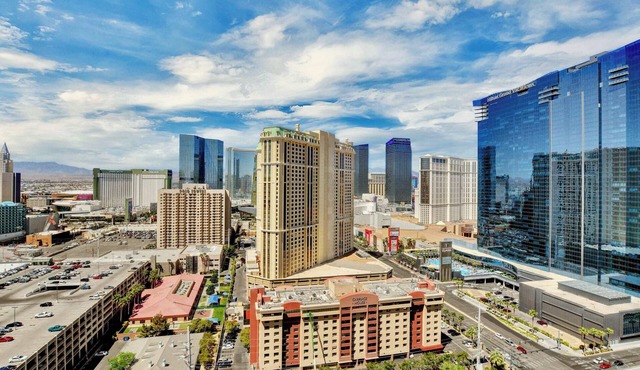 No Resort Fee | Balcony Strip Views, Pools & Parking