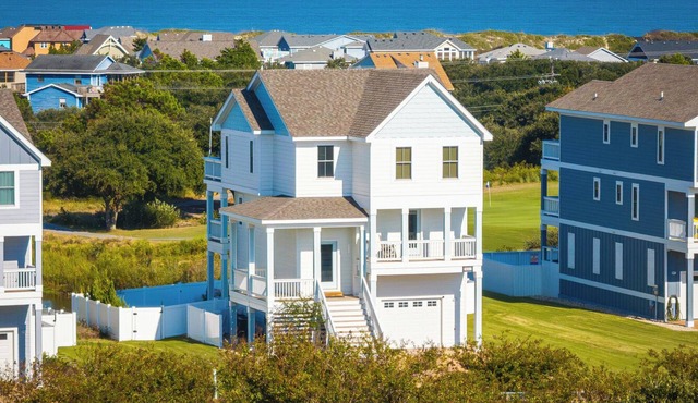 Ocean-view 4-bedroom, 3.5 bath Corrolla home w/pool+hot tub - sleeps 11