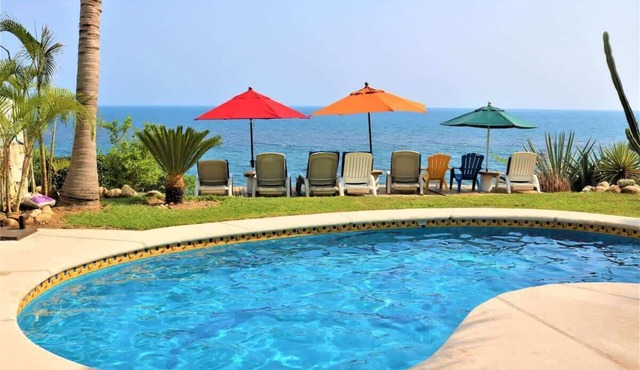Oceanfront 2BR | Pool, Palapa & Steps to Beach