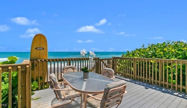 Oceanfront home with heated pool facing the beach