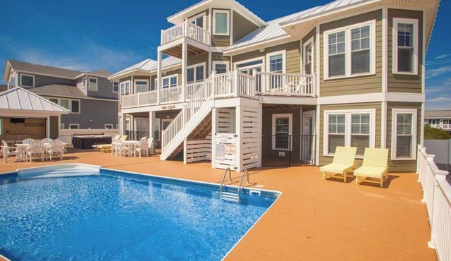 Oceanfront home with private pool, hot tub, outdoor bar, theater room, game room