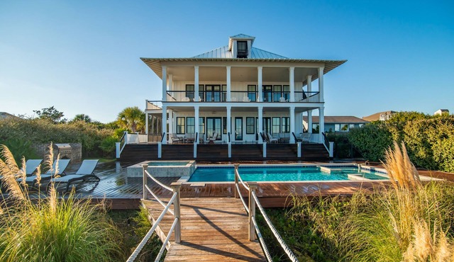 Oceanfront home with private swimming pool & private walkway to beach at North Litchfield Beach.
