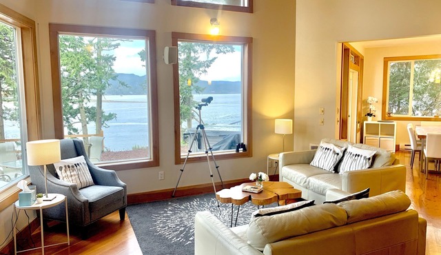 Oceanfront House on 3 Acres with Hot Tub and Private Beach and Dock