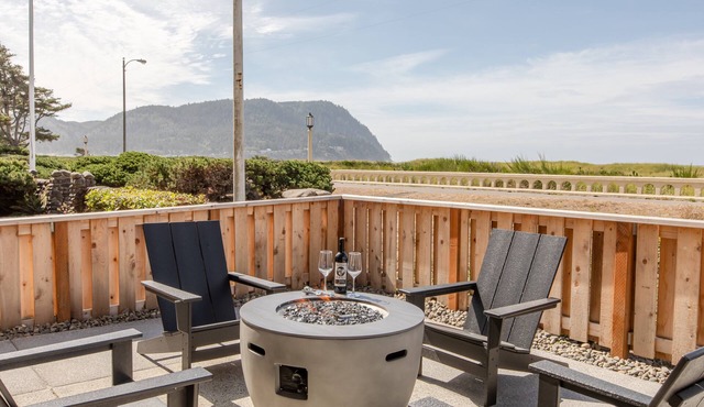 Oceanfront Monthly Retreat, Modern Condo with Private Patio, Fire Pit, & Steps to Promenade